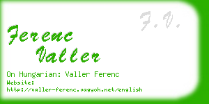 ferenc valler business card